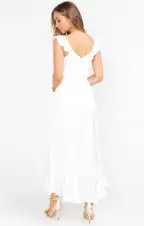Samantha Ruffle Wrap Dress ~ Ivory Luxe Satin(XXS)