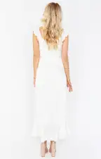 Samantha Ruffle Wrap Dress ~ Ivory Luxe Satin(XXS)