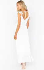 Samantha Ruffle Wrap Dress ~ Ivory Luxe Satin(XXS)