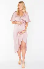Kimora Wrap Dress ~ Mauve Silky Satin(XS)