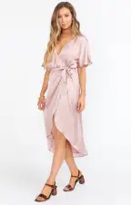 Kimora Wrap Dress ~ Mauve Silky Satin(XS)