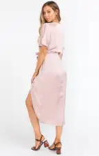 Kimora Wrap Dress ~ Mauve Silky Satin(XS)