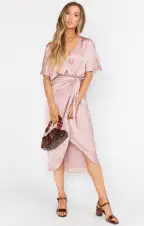 Kimora Wrap Dress ~ Mauve Silky Satin(XS)