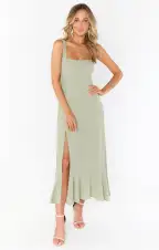Claire Midi Dress ~ Moss Green Crisp(XXS)