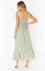 Claire Midi Dress ~ Moss Green Crisp(XXS)
