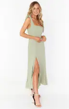 Claire Midi Dress ~ Moss Green Crisp(XXS)