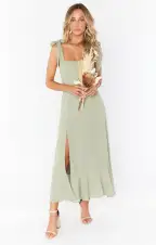 Claire Midi Dress ~ Moss Green Crisp(XXS)