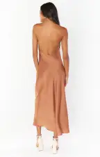 Jasmine Halter Midi Dress ~ Copper Luxe Satin(XXS)