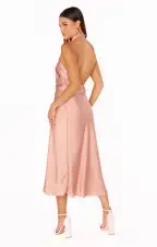 Jasmine Halter Midi Dress ~ Rose Gold Luxe Satin(XXS)