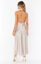 Jasmine Halter Midi Dress ~ Show Me The Ring Luxe Satin(XXS)