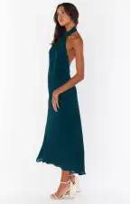 Jasmine Halter Midi Dress ~ Emerald Chiffon(XXS)