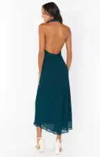 Jasmine Halter Midi Dress ~ Emerald Chiffon(XXS)