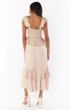 Reese Ruffle Dress ~ Champagne Luxe Satin(XXS)