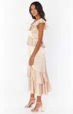 Reese Ruffle Dress ~ Champagne Luxe Satin(XXS)