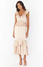 Reese Ruffle Dress ~ Champagne Luxe Satin(XXS)