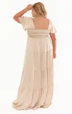 Nicole Maxi Dress ~ Champagne Luxe Satin(XXS)