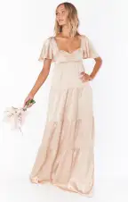Nicole Maxi Dress ~ Champagne Luxe Satin(XXS)