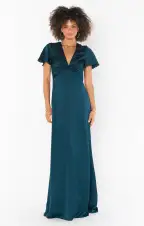 Rome Twist Gown ~ Deep Emerald Luxe Satin(XXS)