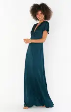 Rome Twist Gown ~ Deep Emerald Luxe Satin(XXS)