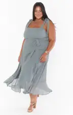 Claire Midi Dress ~ Deep Sage Chiffon(XXS)