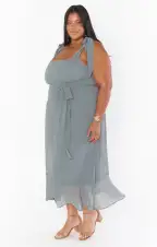 Claire Midi Dress ~ Deep Sage Chiffon(XXS)