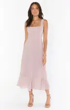 Claire Midi Dress ~ Neutral Mauve Chiffon(XXS)