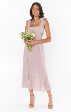 Claire Midi Dress ~ Neutral Mauve Chiffon(XXS)