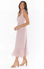 Claire Midi Dress ~ Neutral Mauve Chiffon(XXS)
