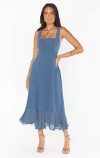Claire Midi Dress ~ Slate Blue Chiffon(XXS)