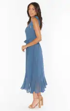 Claire Midi Dress ~ Slate Blue Chiffon(XXS)