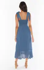 Claire Midi Dress ~ Slate Blue Chiffon(XXS)