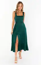 Claire Midi Dress ~ Deep Emerald Luxe Satin(XXS)