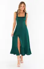 Claire Midi Dress ~ Deep Emerald Luxe Satin(XXS)