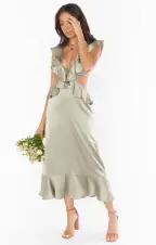 Zoey Midi Dress ~ Moss Green Luxe Satin(XXS)