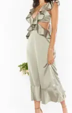 Zoey Midi Dress ~ Moss Green Luxe Satin(XXS)