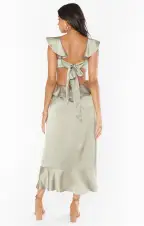 Zoey Midi Dress ~ Moss Green Luxe Satin(XXS)
