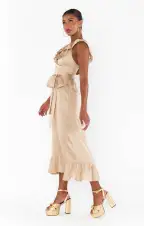 Alexis Midi Dress ~ Champagne Luxe Satin(XXS)