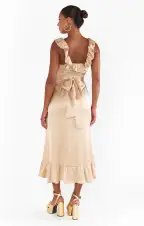 Alexis Midi Dress ~ Champagne Luxe Satin(XXS)