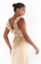 Alexis Midi Dress ~ Champagne Luxe Satin(XXS)