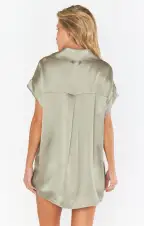 Best Day Button Up ~ Moss Green Luxe Satin(XXS)