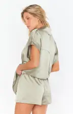 Glam Time Shorts ~ Moss Green Luxe Satin(XXS)