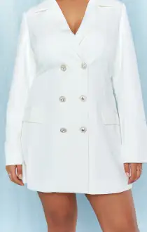 Save the Date Blazer Dress ~ White Suiting(XS)