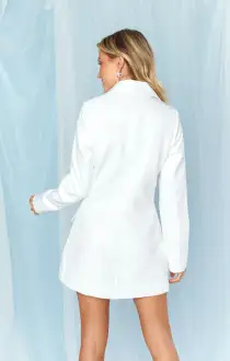 Save the Date Blazer Dress ~ White Suiting(XS)