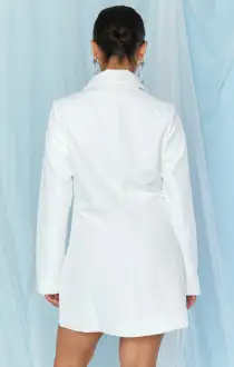 Save the Date Blazer Dress ~ White Suiting(XS)