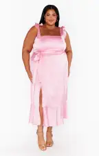 Garden Midi Dress ~ Light Pink Luxe Satin(XXS)