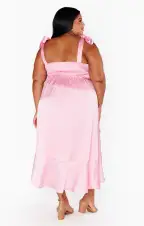 Garden Midi Dress ~ Light Pink Luxe Satin(XXS)