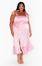 Garden Midi Dress ~ Light Pink Luxe Satin(XXS)