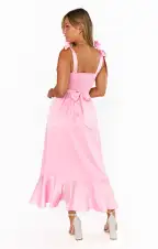 Garden Midi Dress ~ Light Pink Luxe Satin(XXS)