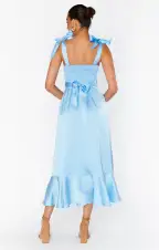 Garden Midi Dress ~ Baby Blue Luxe Satin(XXS)