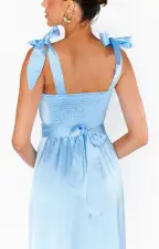 Garden Midi Dress ~ Baby Blue Luxe Satin(XXS)